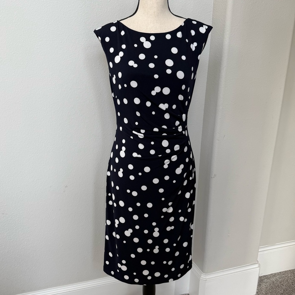 Jessica Howard Navy and White Polka Dot Dress